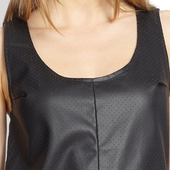 BLACK FAUX LEATHER TANK  S - Picture 2 of 3